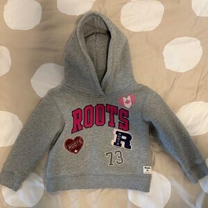 Roots Kids Gray Hoodie with Pink and Navy Accents